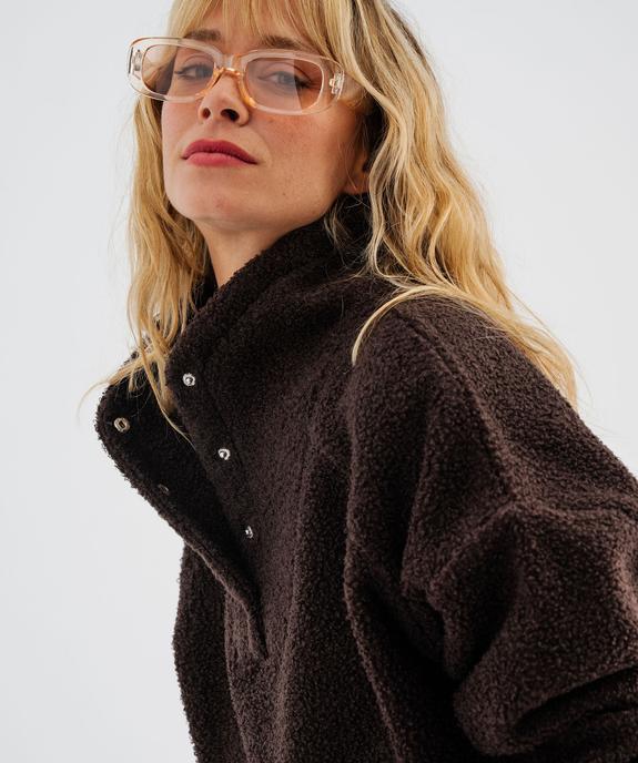 Sweat oversize en maille bouclette avec col montant femme vue2 - GEMO(FEMME PAP) - GEMO