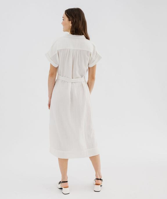 Robe chemise longue à manches courtes en gaze de coton femme vue5 - GEMO(FEMME PAP) - GEMO