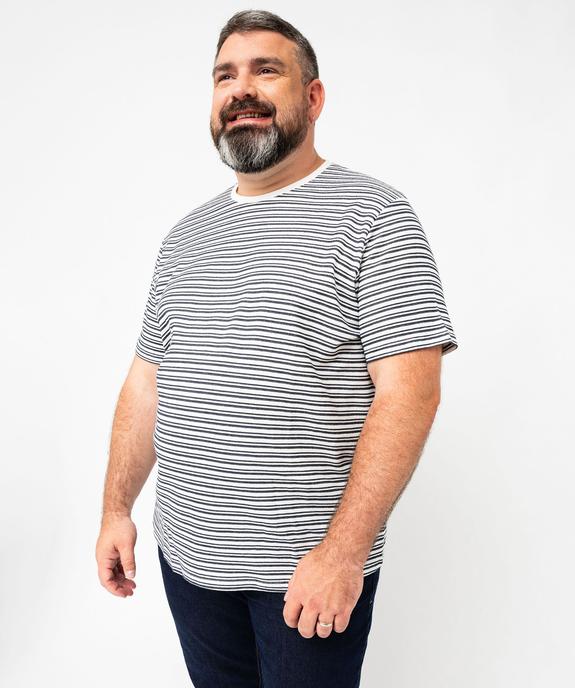 Tee-shirt à manches courtes en maille texturée à rayures homme vue10 - GEMO