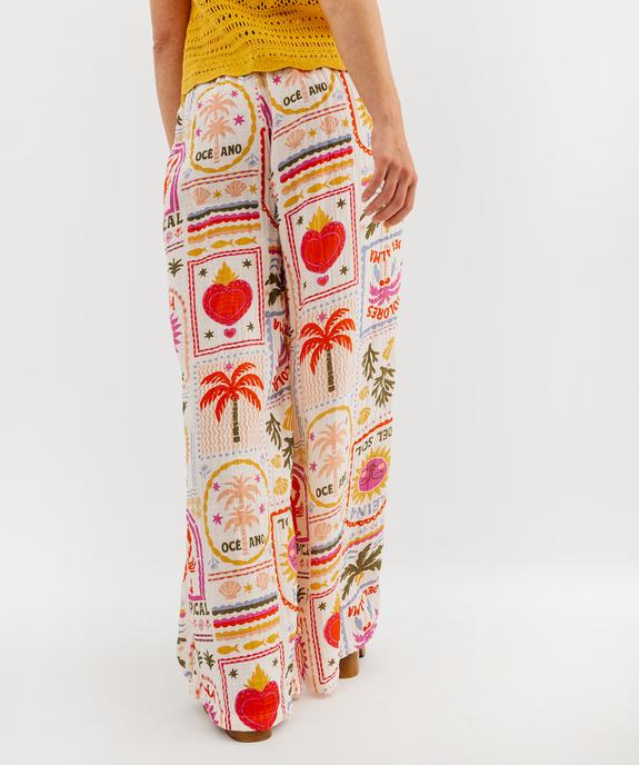 Pantalon en gaze de coton imprimée femme vue3 - GEMO(FEMME PAP) - GEMO