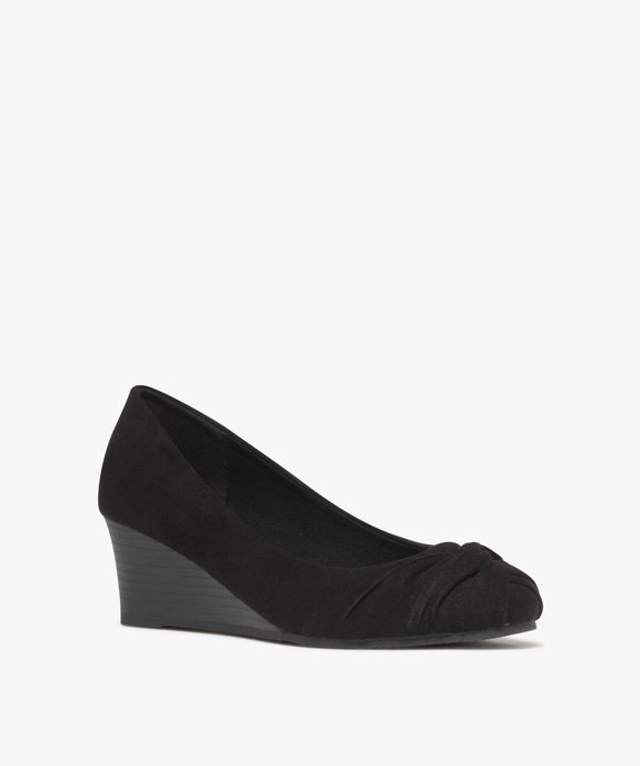 Ballerines femme en suédine à talon compensé et bout drapé vue2 - VALENTINA BALDA - GEMO