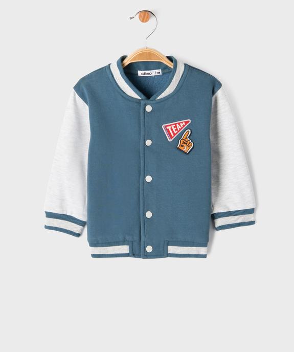 Sweat bicolore avec motifs poitrine et dos bébé garçon vue1 - GEMO(BEBE DEBT) - GEMO