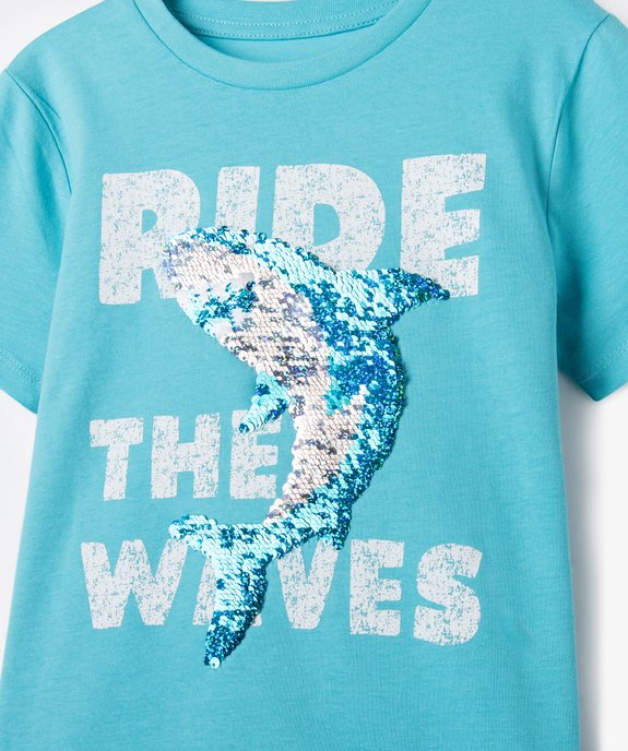 Tee-shirt manches courtes à motif en sequins réversibles garçon vue2 - GEMO 4G GARCON - GEMO
