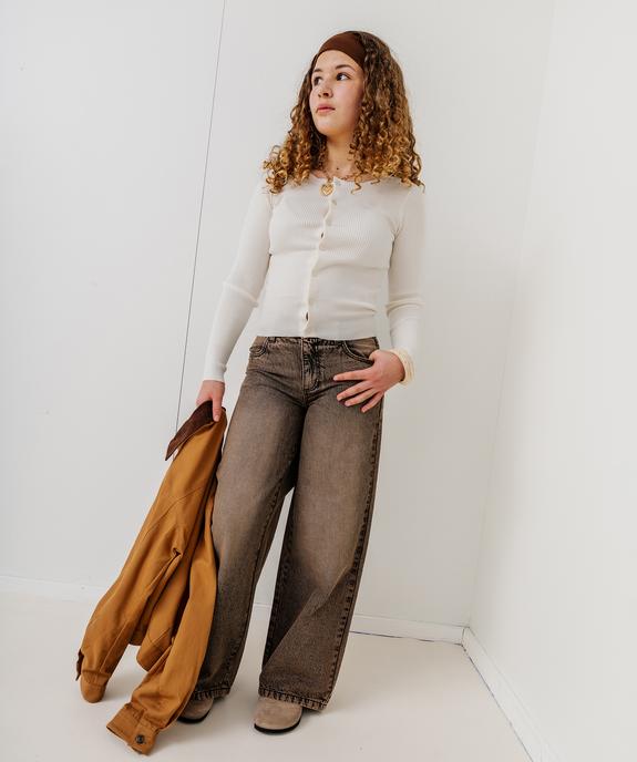 Gilet col rond en maille côtelée fille vue5 - GEMO (JUNIOR) - GEMO