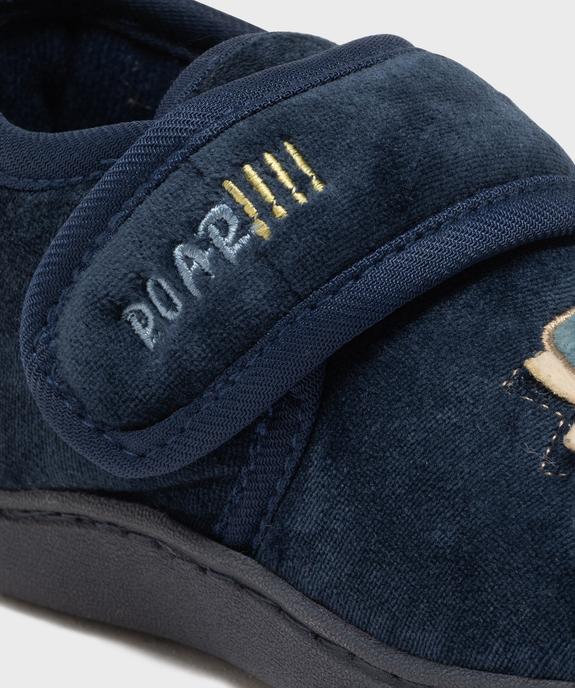 Chaussons montants à scratch en velours brodé garçon vue6 - GEMO (ENFANT) - GEMO
