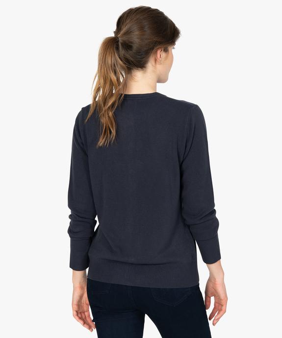 Gilet à col rond en maille fine femme vue3 - GEMO (MAILLE) - GEMO