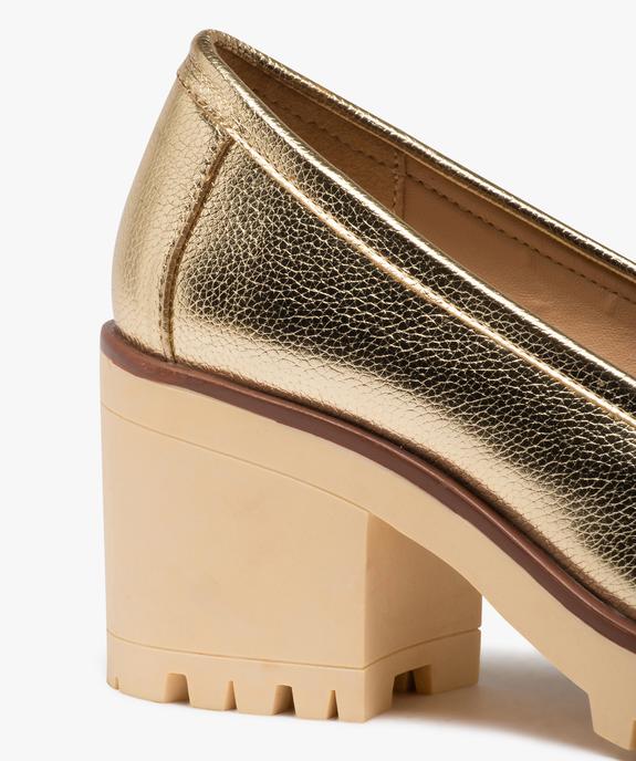 Escarpins femme unis à talon carré et semelle crantée style mocassins vue7 - GEMO(URBAIN) - GEMO