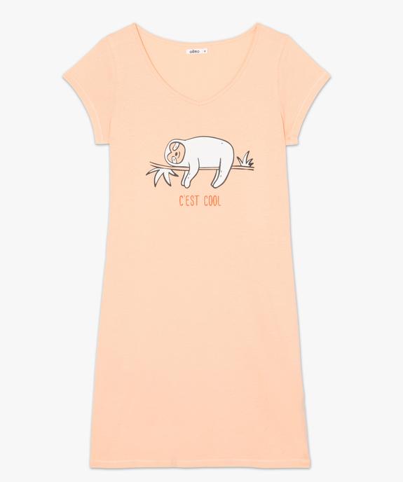 Chemise de nuit imprimée à manches courtes femme vue4 - GEMO 4G FEMME - GEMO