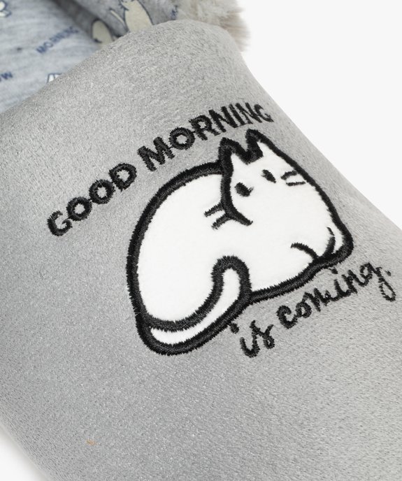 Chaussons femme pantoufles chat good morning à col fourré  vue6 - GEMO(HOMWR FEM) - GEMO