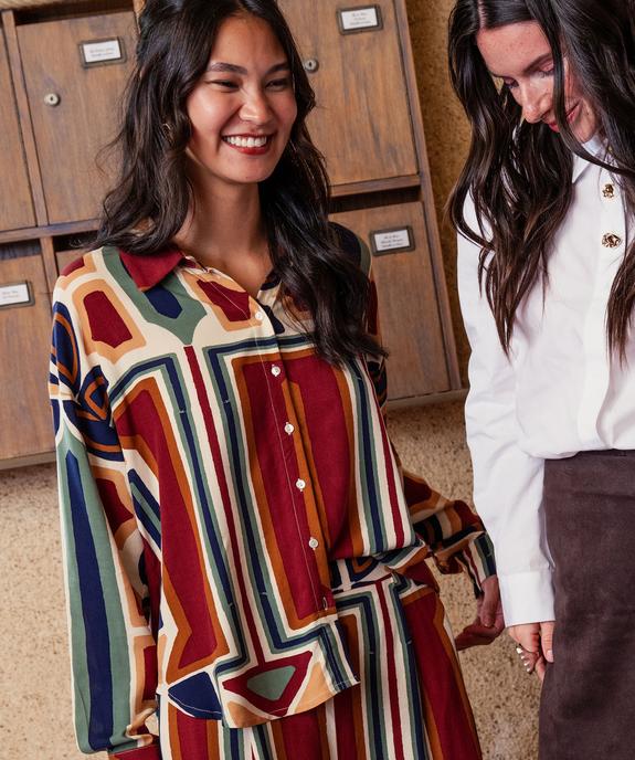 Chemise fluide à motifs géométriques femme vue1 - GEMO(FEMME PAP) - GEMO