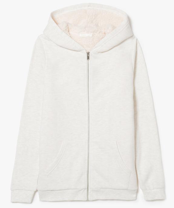 Sweat fille zippé à capuche avec doublure douillette vue1 - GEMO (JUNIOR) - GEMO