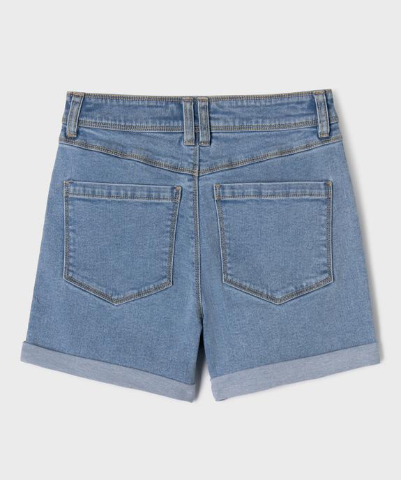 Short en toile denim avec taille haute ajustable fille vue3 - GEMO (JUNIOR) - GEMO