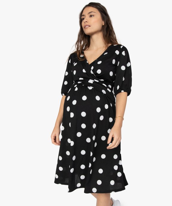 Robe de grossesse imprimée avec décolleté cache-cœur vue1 - GEMO (MATER) - GEMO