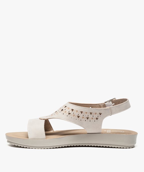 Sandales femme à talon compensé large bride perforée vue3 - GEMO (CONFORT) - GEMO