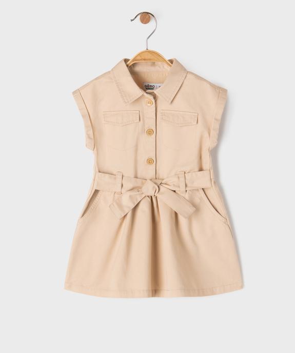 Robe chemise à manches courtes en toile de coton bébé fille vue1 - GEMO 4G BEBE - GEMO