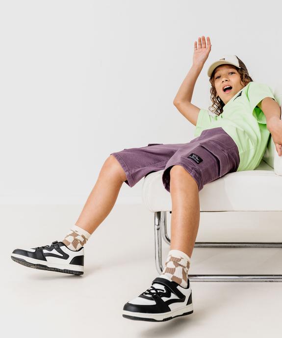 Bermuda cargo en coton stretch à coloris unique garçon vue6 - GEMO (JUNIOR) - GEMO