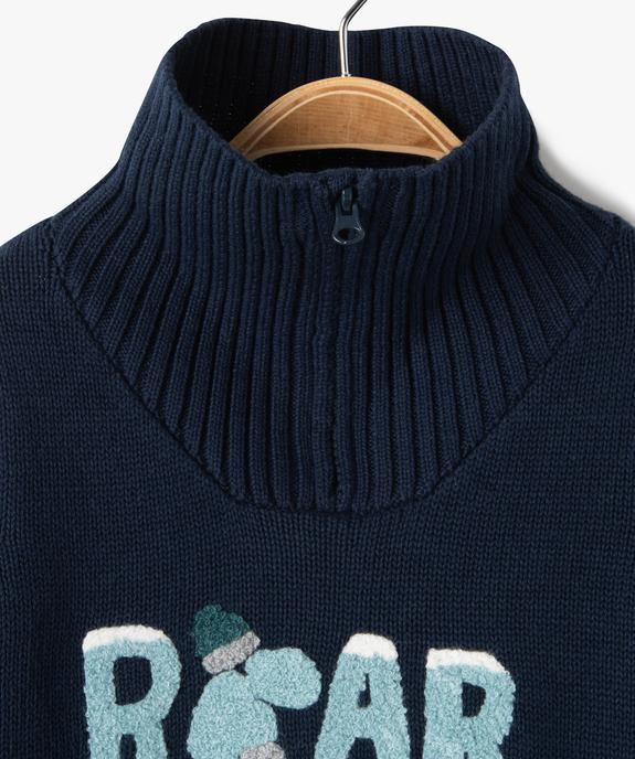 Pull bébé garçon à col camionneur et motif bouclette vue3 - GEMO(BEBE DEBT) - GEMO