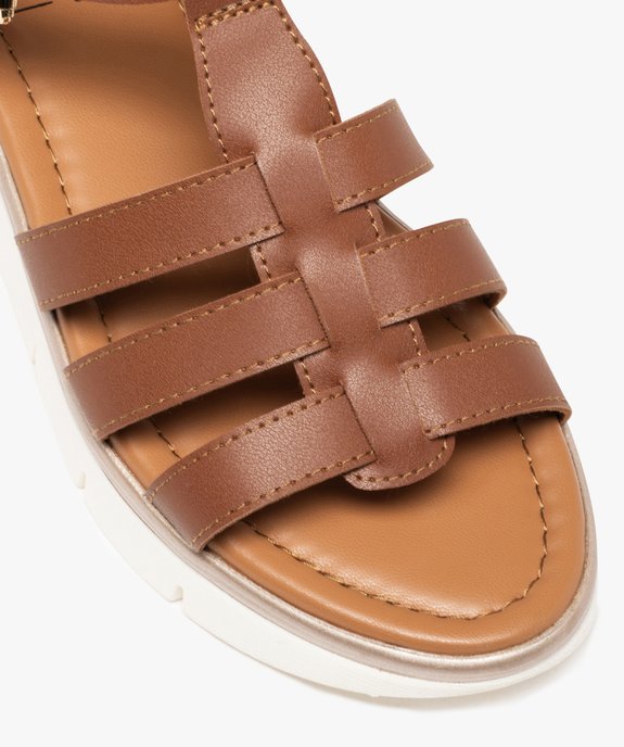 Sandales fille à talon compensé et multibrides unies  vue6 - GEMO (ENFANT) - GEMO