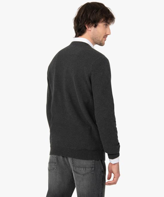 Pull homme uni en maille fantaisie  vue3 - GEMO (HOMME) - GEMO