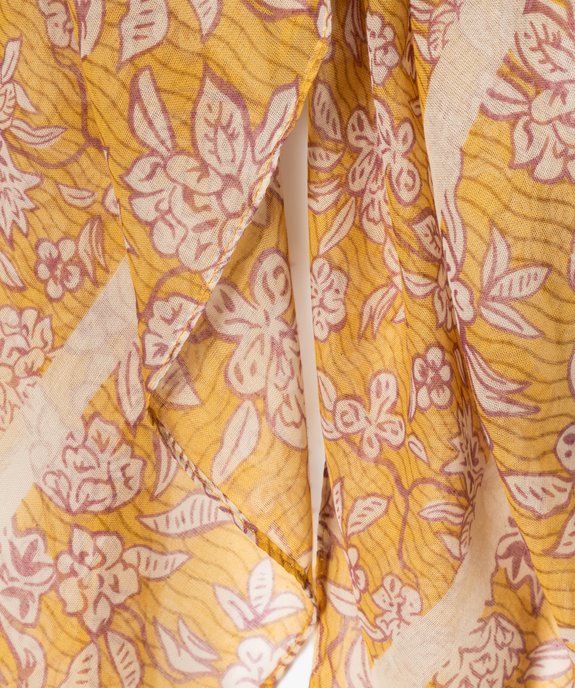 Foulard carré en voile fleuri femme vue2 - GEMO 4G FEMME - GEMO