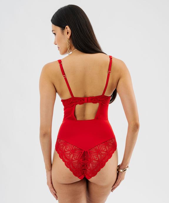 Body à armatures effet push-up en dentelle tulle et microfibre femme  vue4 - GEMO(HOMWR FEM) - GEMO