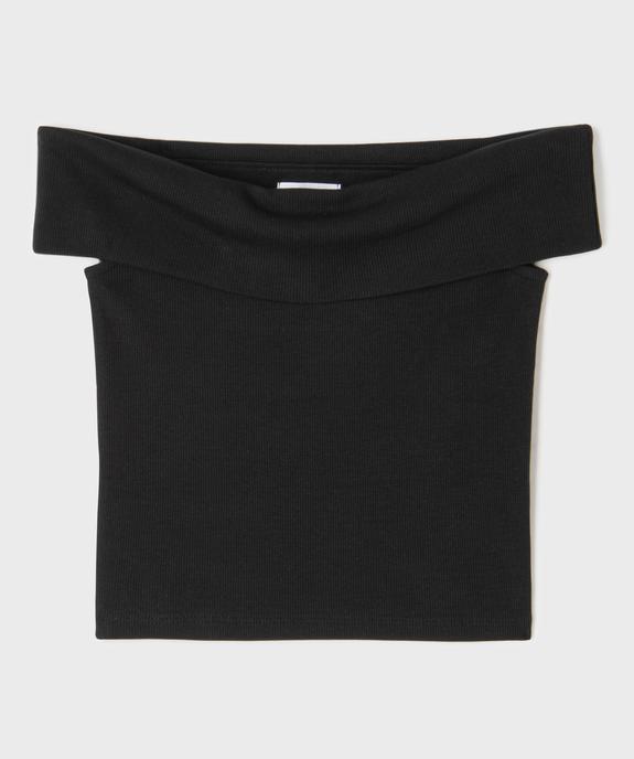 Tee-shirt à col bardot en maille côtelée fille vue1 - GEMO (JUNIOR) - GEMO