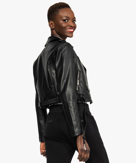 Veste perfecto femme en simili cuir avec ceinture vue3 - FOLLOW ME - GEMO