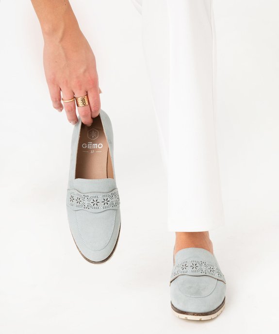 Mocassins femme unis à bride fantaisie ajourée vue1 - GEMO 4G FEMME - GEMO