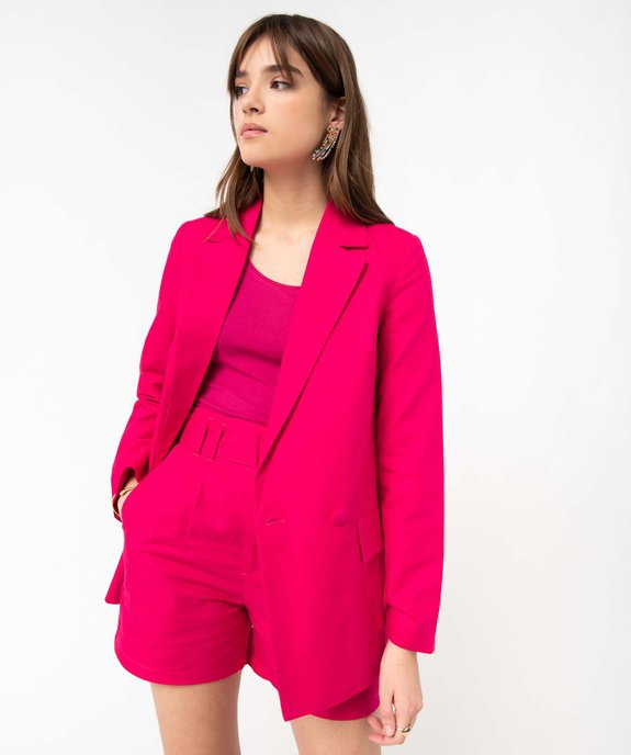 Veste blazer femme en lin à fermeture croisée vue2 - GEMO 4G FEMME - GEMO