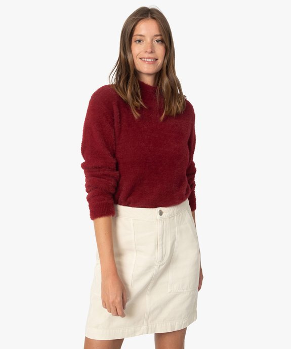 Pull femme en maille peluche à col montant vue1 - GEMO(FEMME PAP) - GEMO