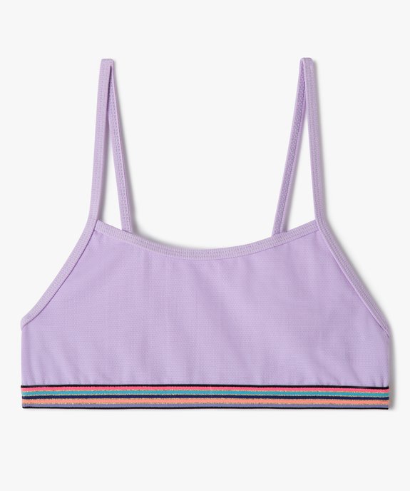 Haut de maillot de bain fille forme brassière à fines bretelles et bande rayée vue1 - GEMO (JUNIOR) - GEMO