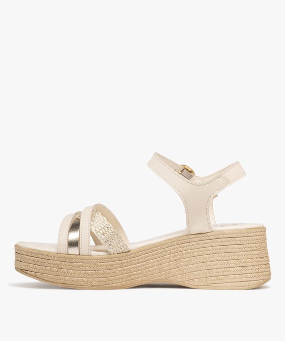 Sandales à brides avec semelle plateforme aspect corde femme - Tanéo vue3 - TANEO - GEMO