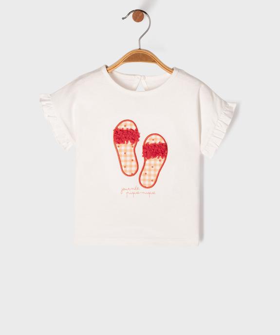 Tee-shirt manches courtes avec motif et volants bébé fille vue2 - GEMO 4G BEBE - GEMO