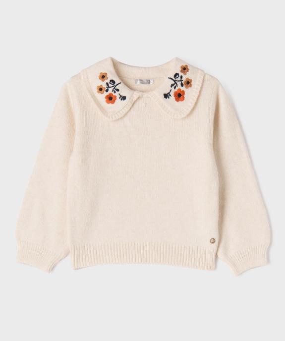 Pull col Claudine brodé fille - LuluCastagnette vue1 - LULUCASTAGNETTE - GEMO