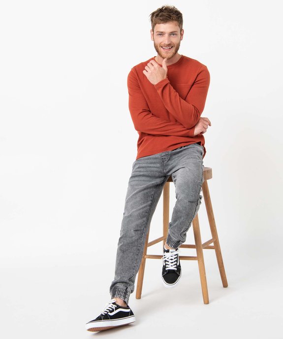 Jogger denim homme aspect délavé vue5 - GEMO (HOMME) - GEMO