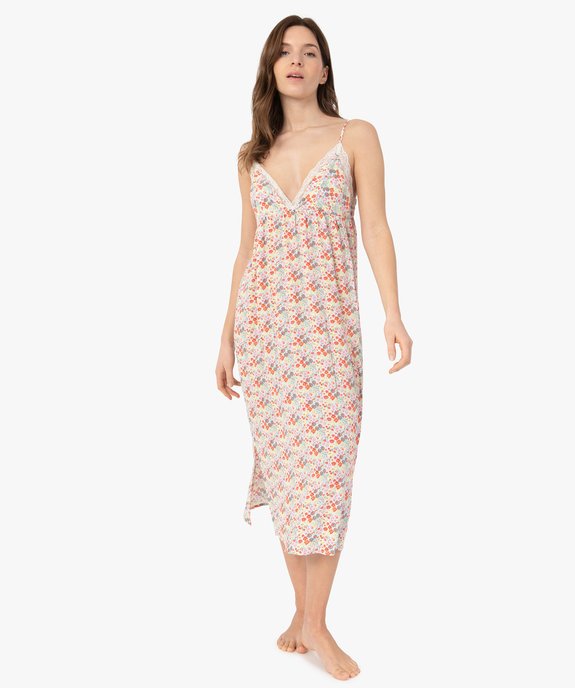 Nuisette femme longue à motifs fleuris vue1 - GEMO(HOMWR FEM) - GEMO
