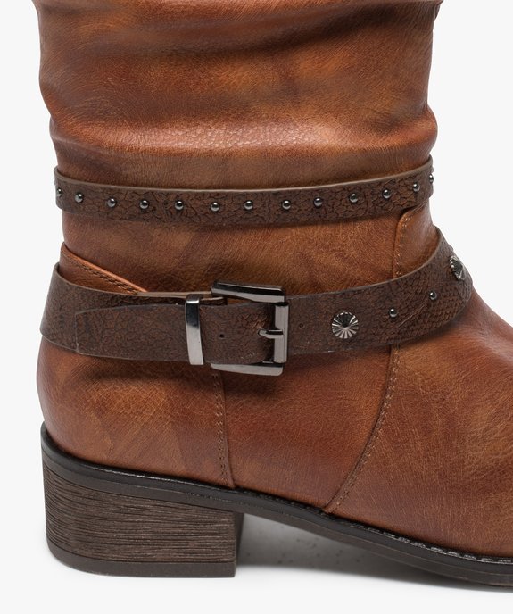 Bottes femme forme cavalière avec tige plissée et brides à la cheville vue6 - GEMO (CASUAL) - GEMO