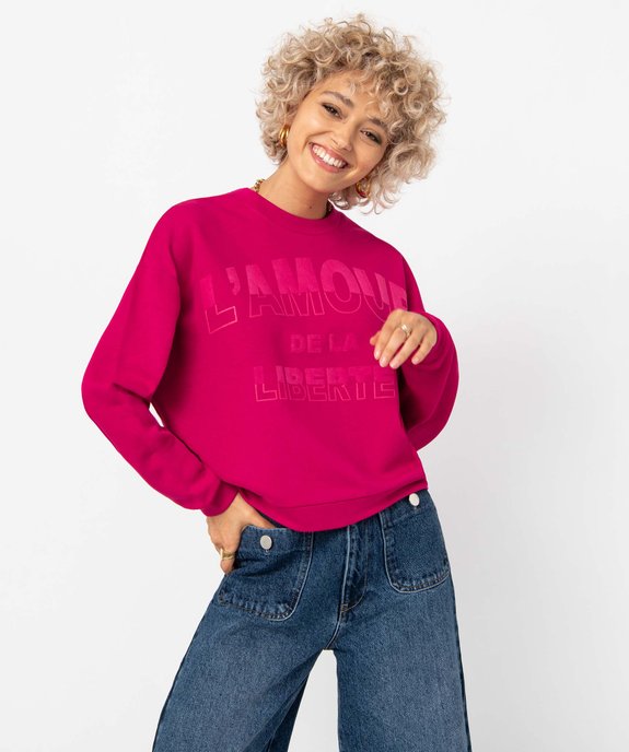 Sweat femme ample et court avec message vue1 - GEMO(FEMME PAP) - GEMO