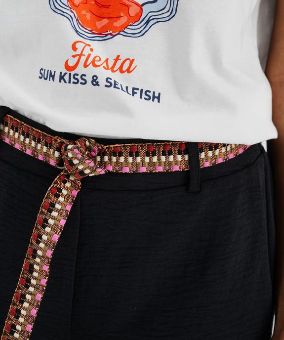 Pantalon fluide avec ceinture tissée femme vue2 - GEMO 4G FEMME - GEMO