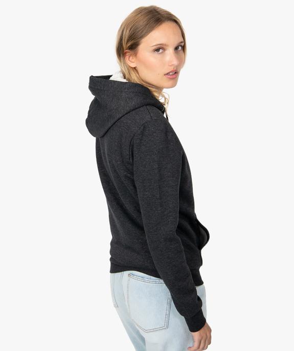 Sweat femme à capuche doublé sherpa et zippé sur l'avant vue3 - FOLLOW ME - GEMO
