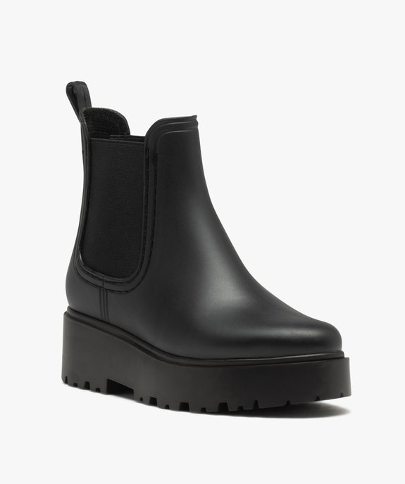Boots femme unies style Chelsea à semelle plateforme crantée vue2 - GEMO (CASUAL) - GEMO