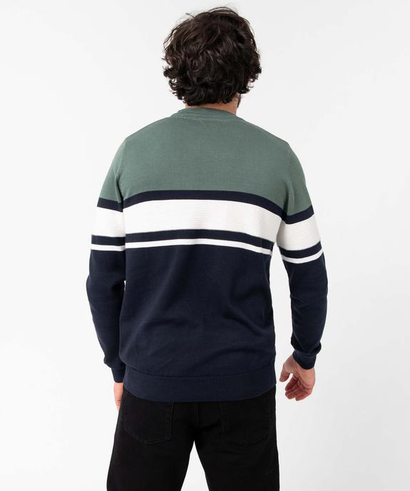 Pull homme à rayures fantaisie vue3 - GEMO (HOMME) - GEMO