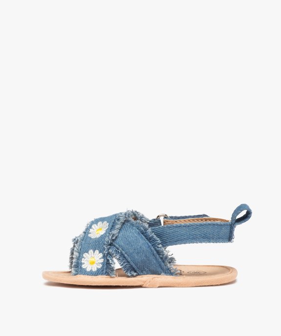 Chaussons de naissance bébé fille sandales en denim vue3 - GEMO 4G BEBE - GEMO