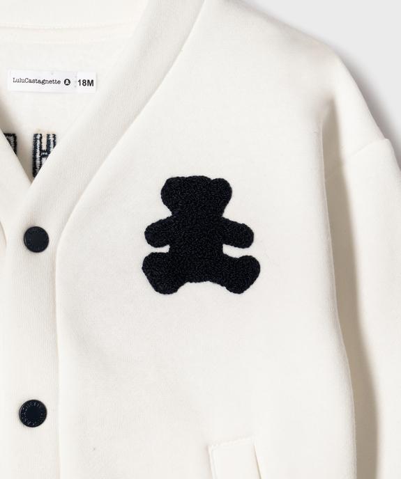 Gilet sweat avec finitions tricolores bébé garçon - LuluCastagnette vue3 - LULU CASTAGNETTE GEMO FOR GOOD - GEMO