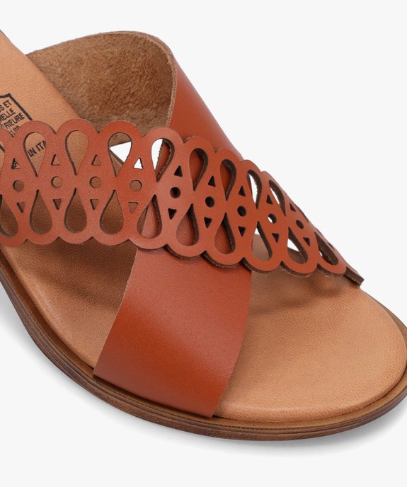 Mules femme à talon et brides croisées en cuir ajouré - Tanéo vue6 - TANEO - GEMO
