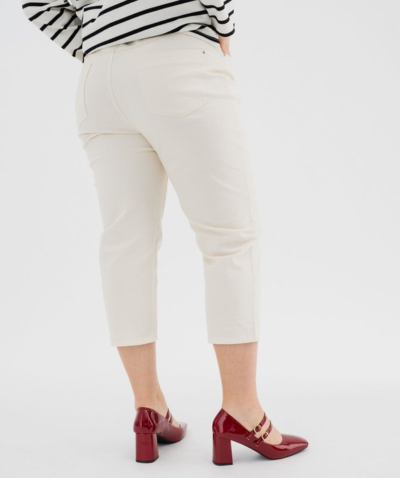 Pantacourt slim taille haute en coton stretch avec ceinture à nouer femme grande taille vue3 - GEMO 4G GT - GEMO