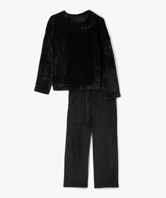 Pyjama en maille peluche et velours fille vue1 - GEMO (JUNIOR) - GEMO