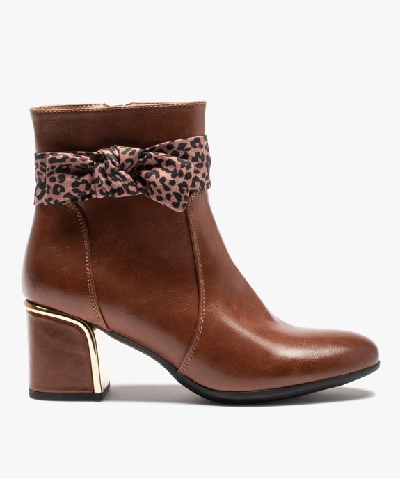 Boots femme unies à talon carré et bride foulard vue1 - GEMO(URBAIN) - GEMO
