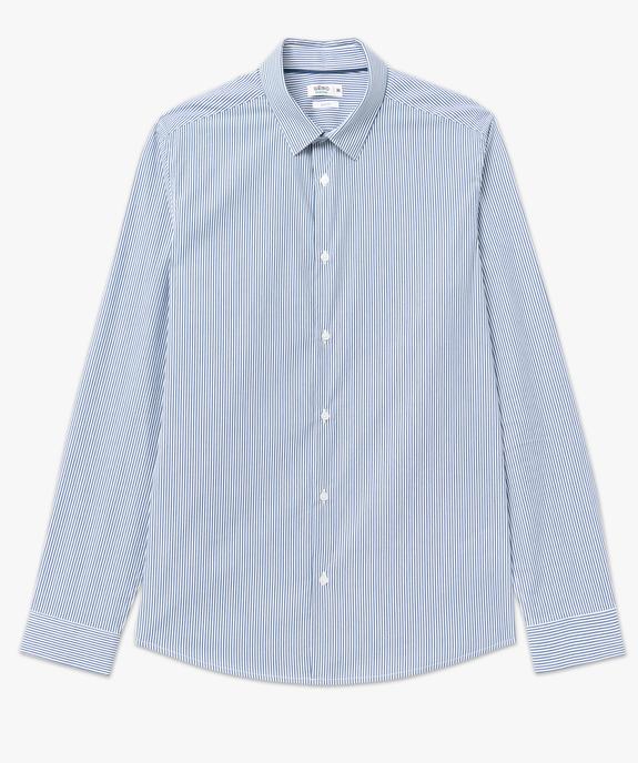 Chemise rayée coupe slim en coton stretch homme vue4 - GEMO 4G HOMME - GEMO
