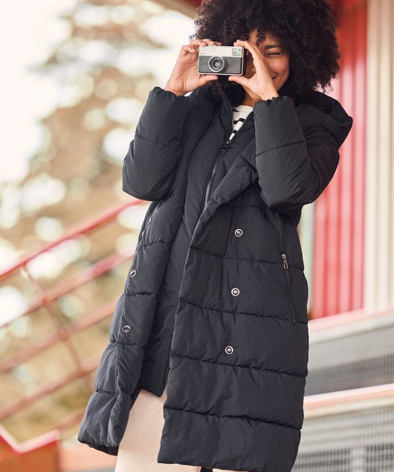Doudoune longue à capuche femme vue1 - GEMO 4G FEMME - GEMO